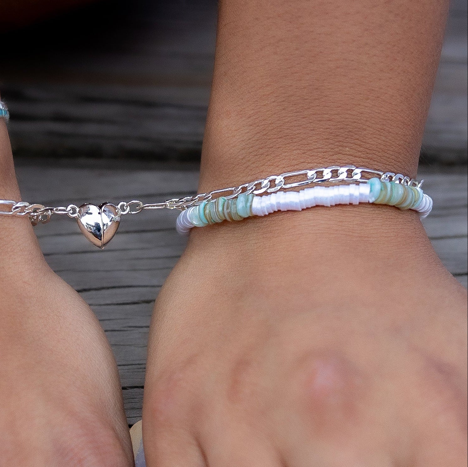 Shell and Pearlized Fimo Stretch Bracelet