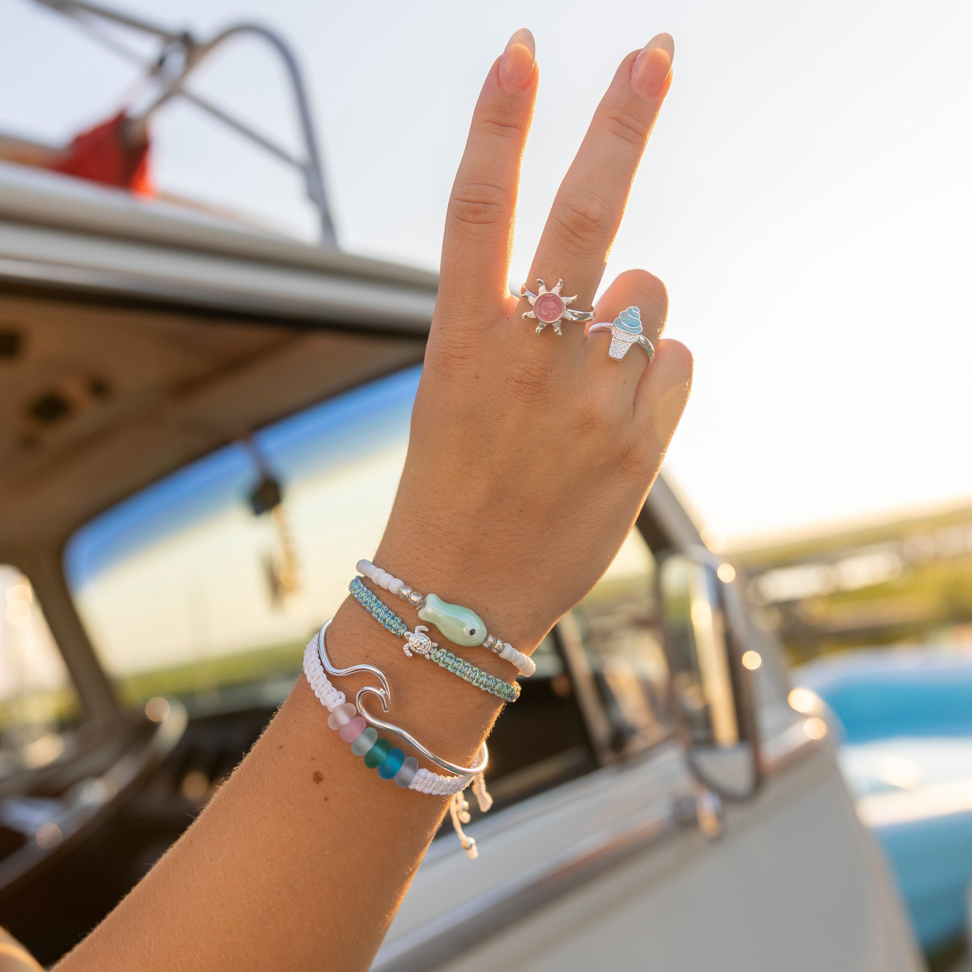 6 Frosted Bead Macrame Bracelet