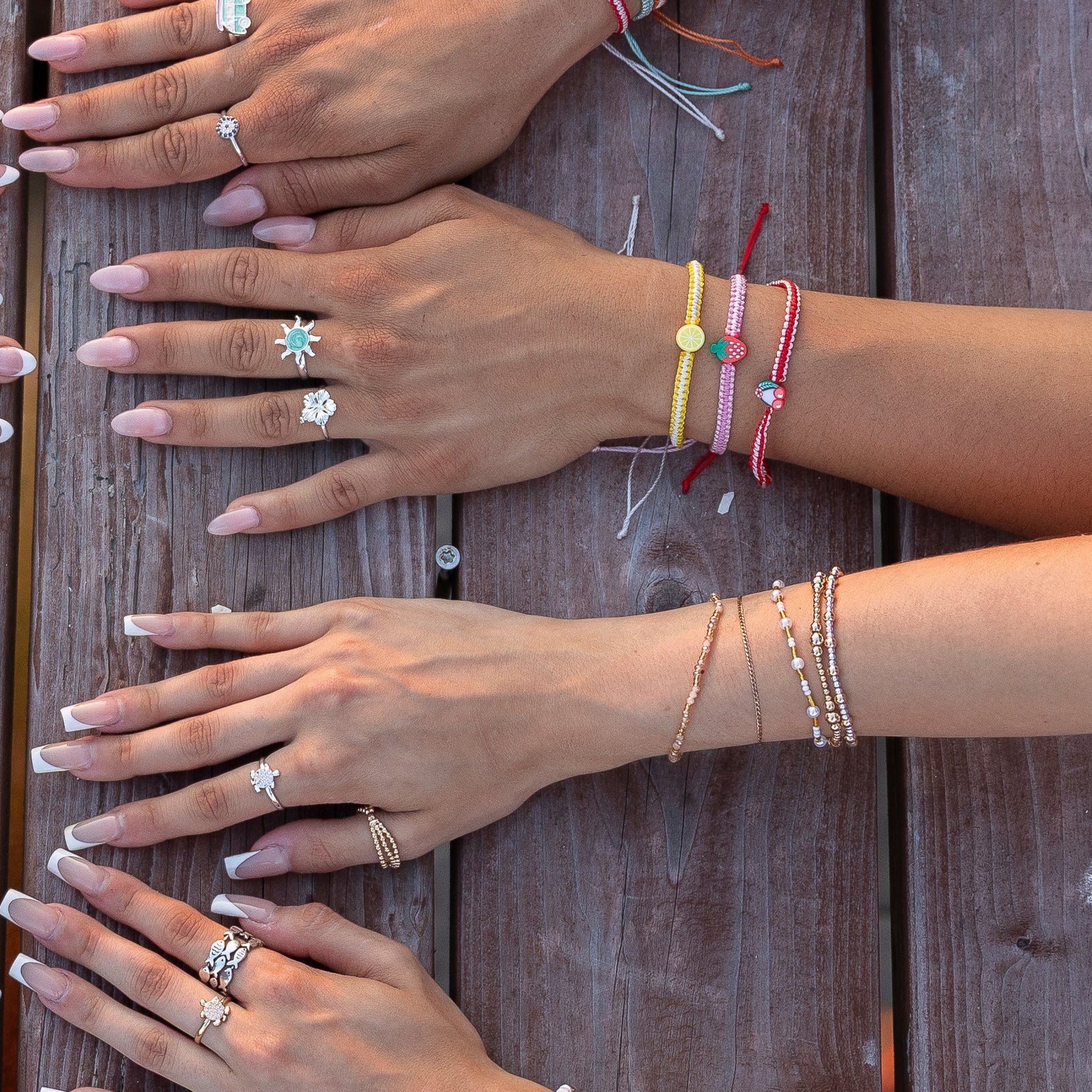 Silver and Gold Seedbead Pearl Stretch Bracelet