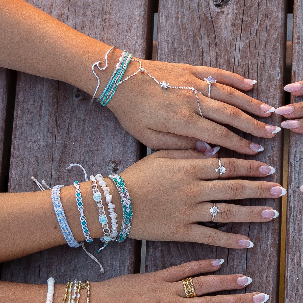 Triple Pearl/Metallic Colored Seedbead and Crystal Stretch Bracelet