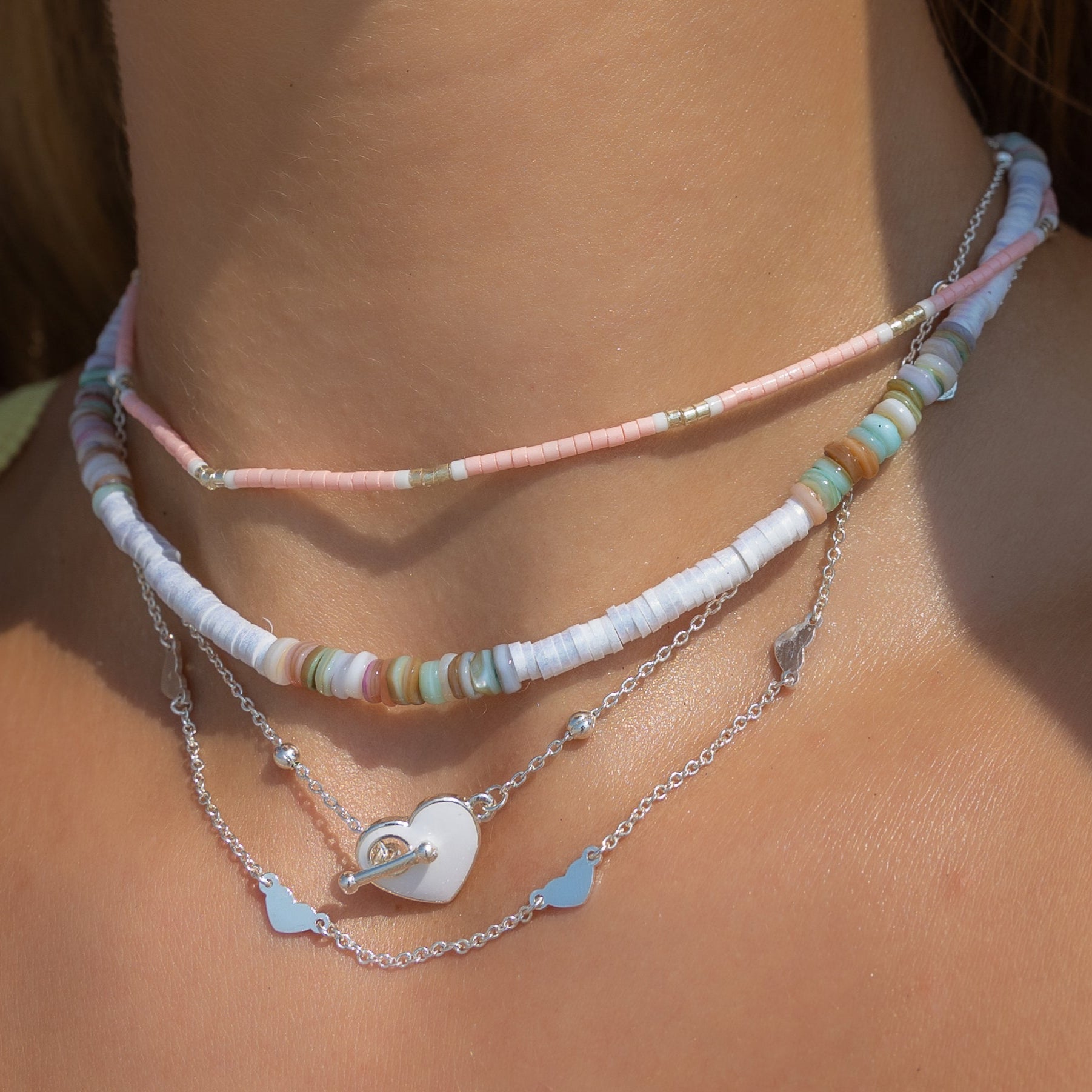 Shell and Pearlized Fimo 15" Necklace