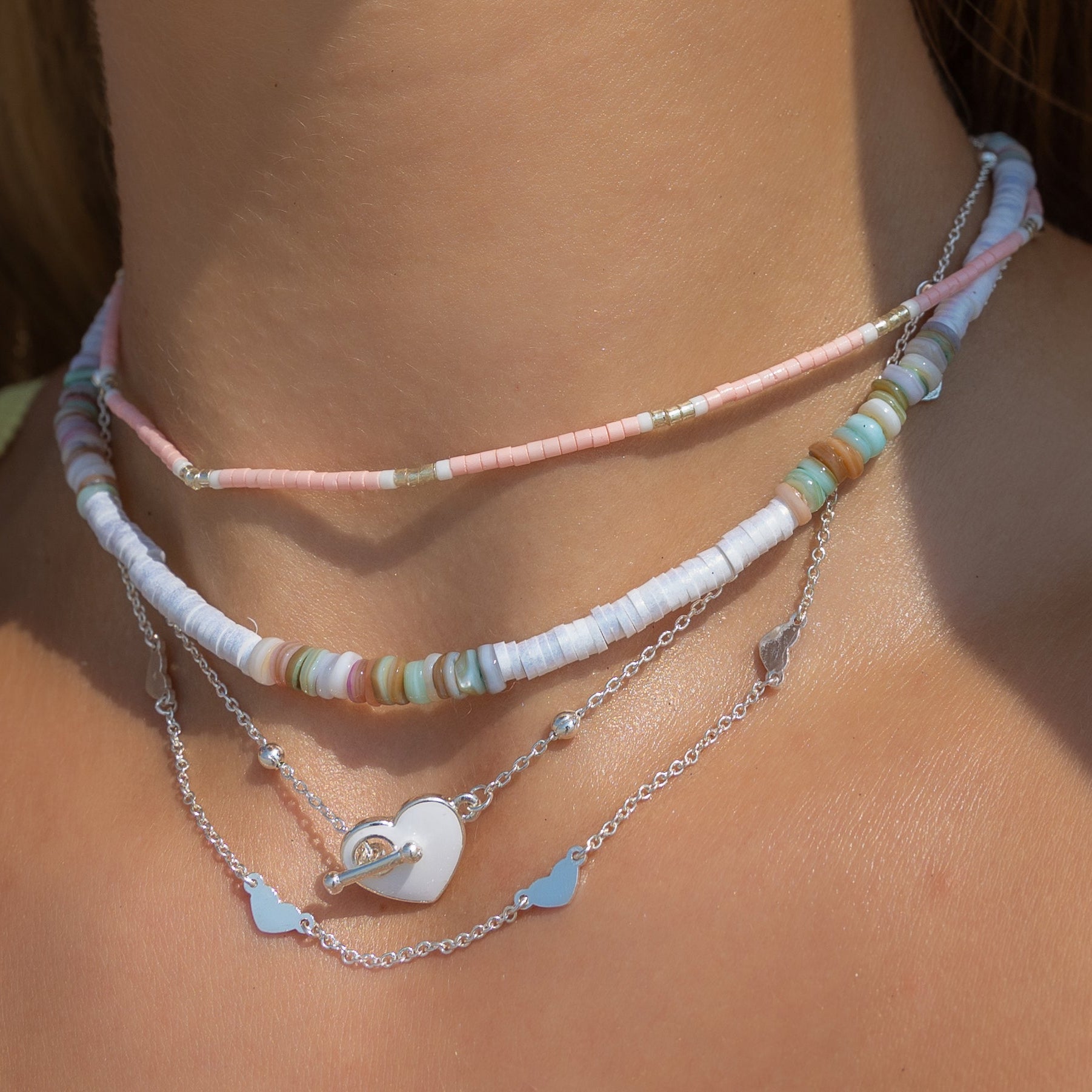 Enamel Heart Toggle Necklace