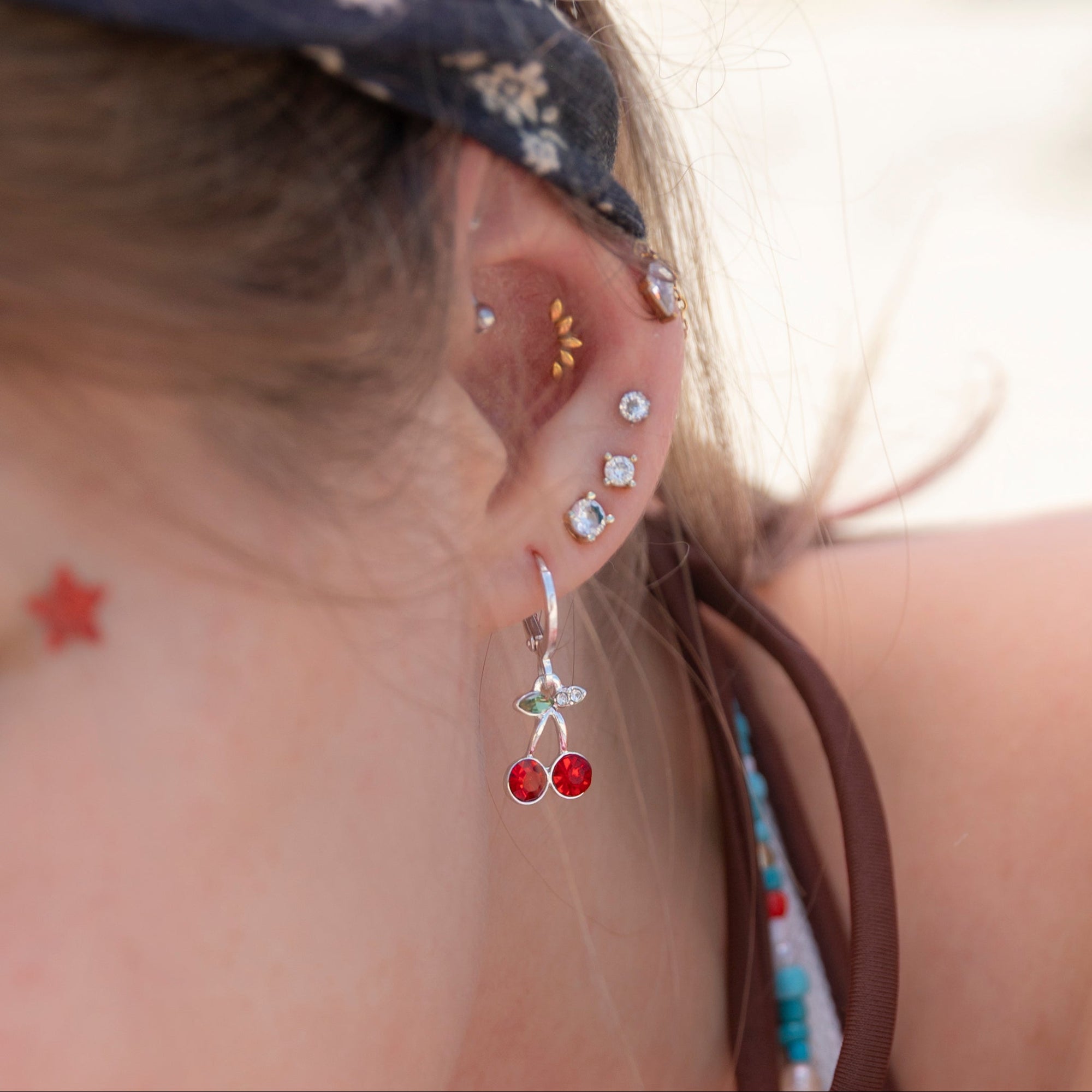 Crystal Cherries Huggie Earrings