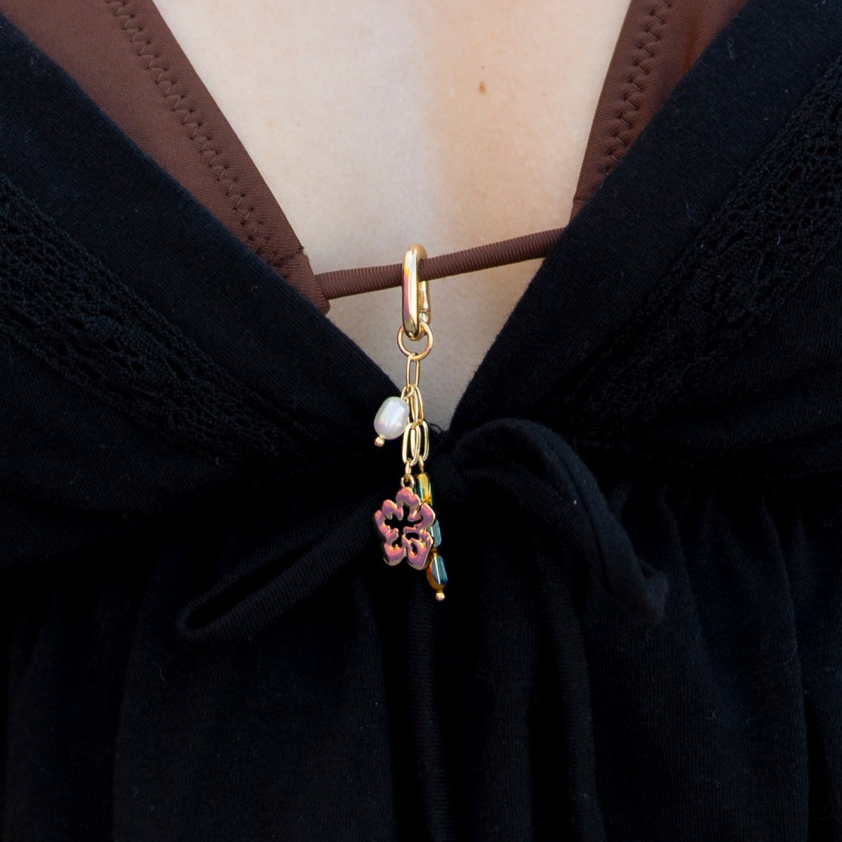 Hibiscus, Pearl & Glass Bead 2.5" Bikini Charm