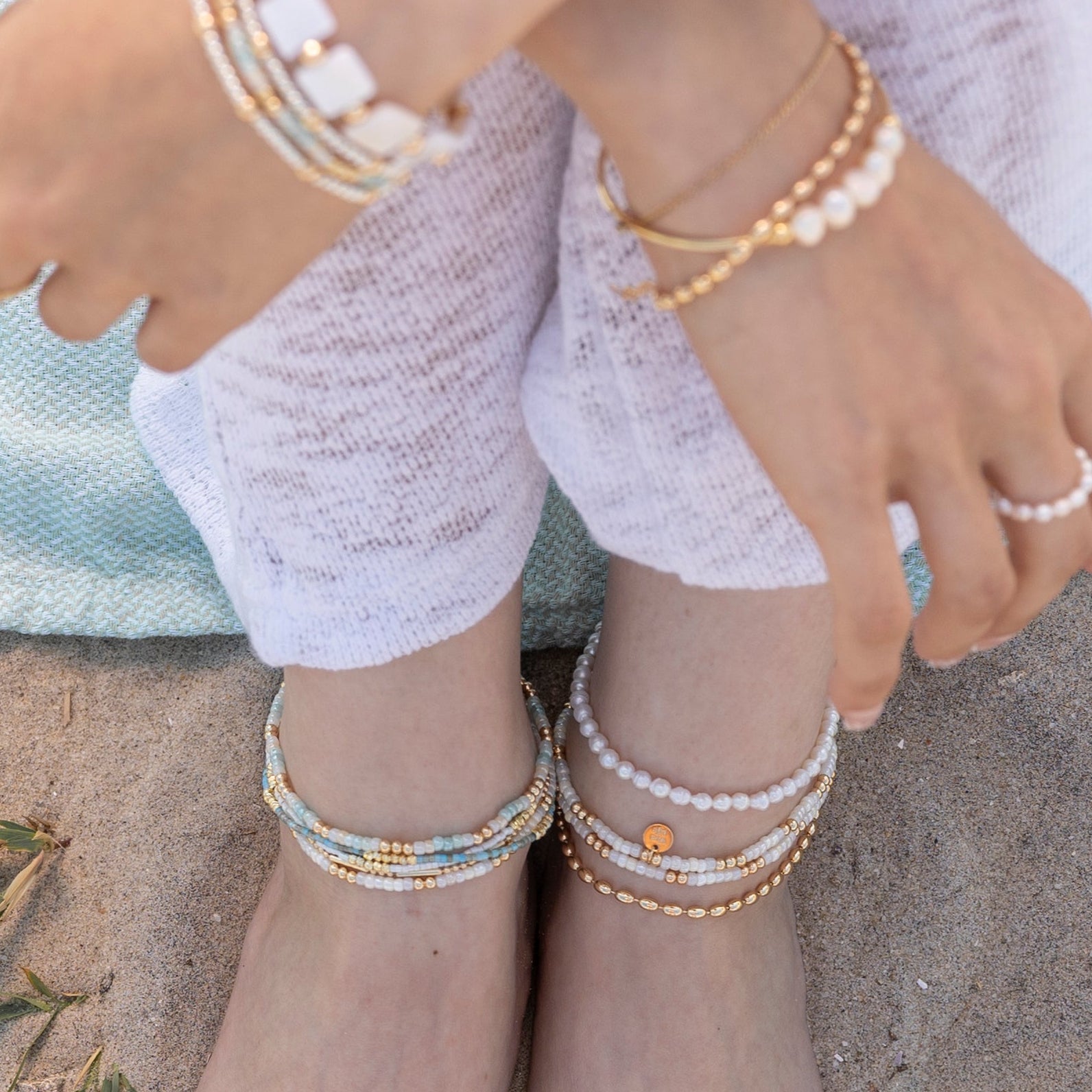 Metal Rice Bead Anklet