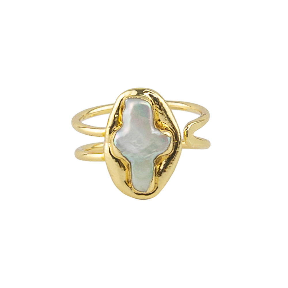 Frreshwater Pearl Cross Adjustable Ring
