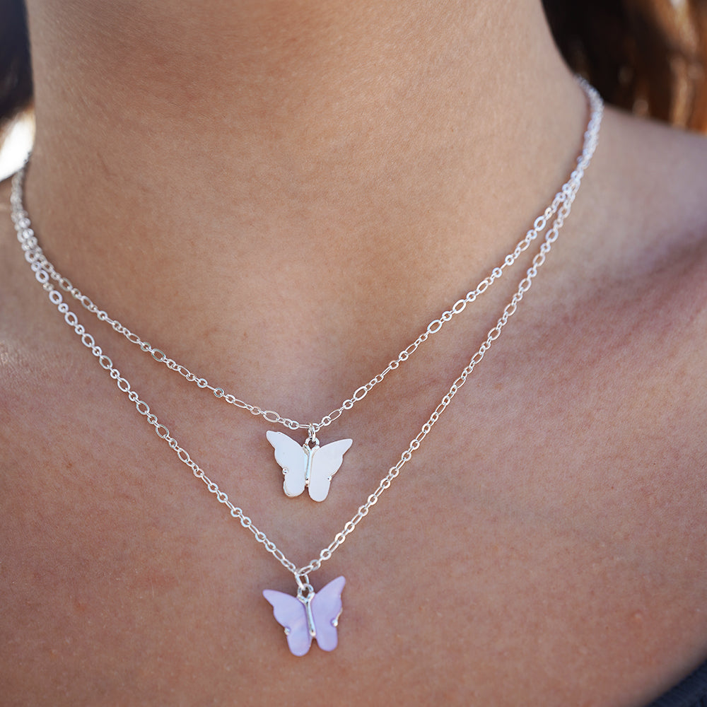 Colorful Acrylic Butterfly Necklace