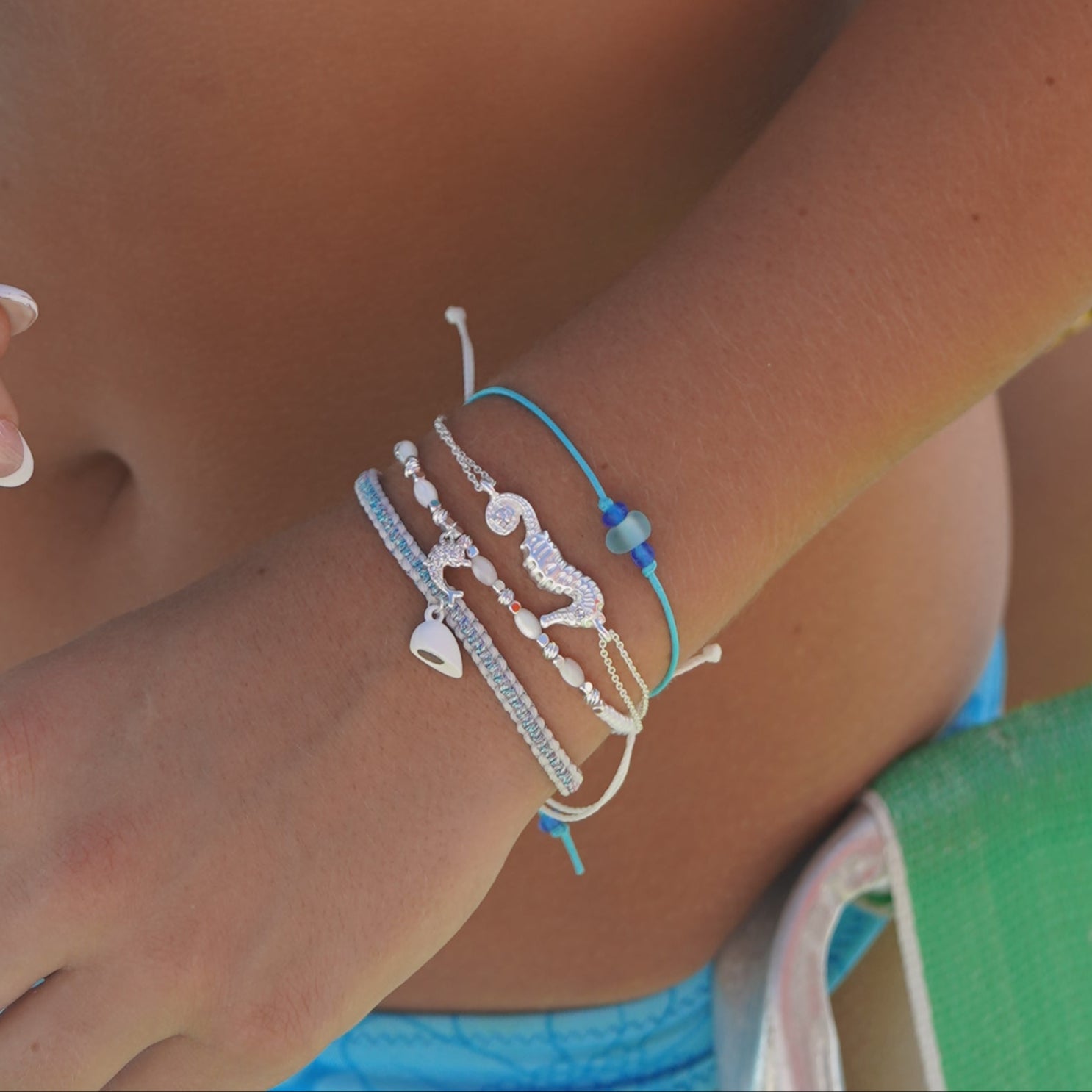 "Beach Besties" Seaglass Set of 2 Bracelets