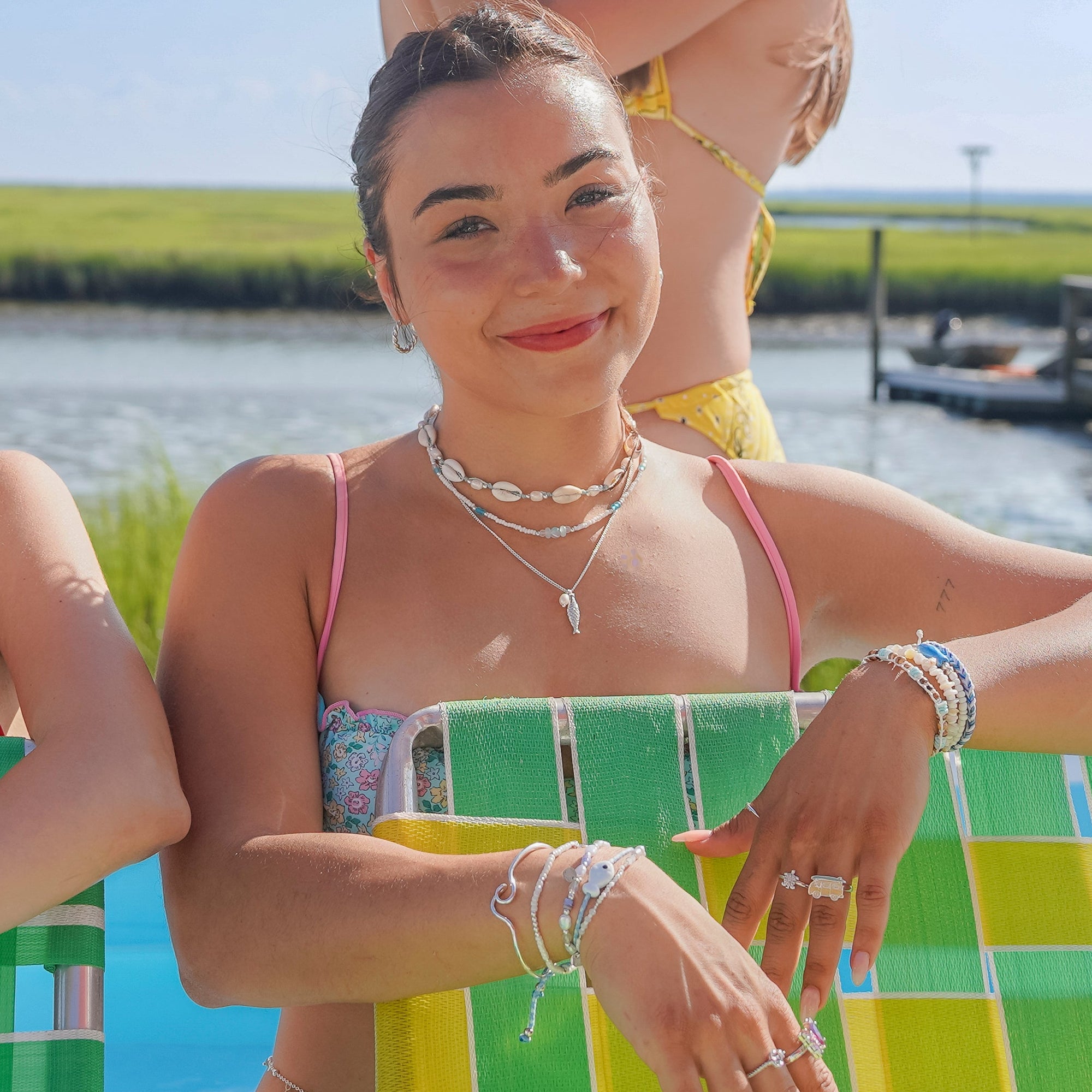 Frosted Glass Bead White Seedbead 15" Necklace