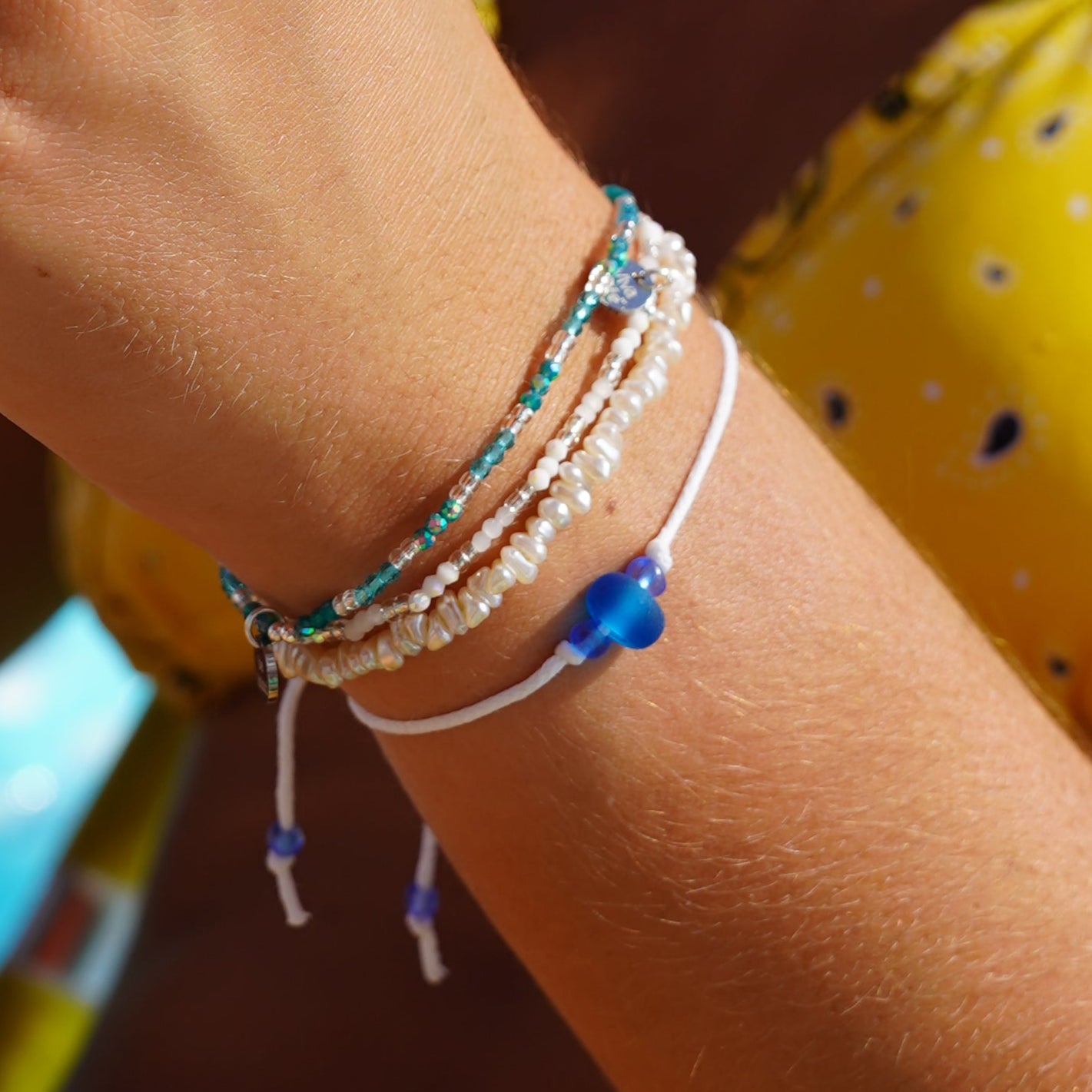 "Beach Besties" Seaglass Set of 2 Bracelets
