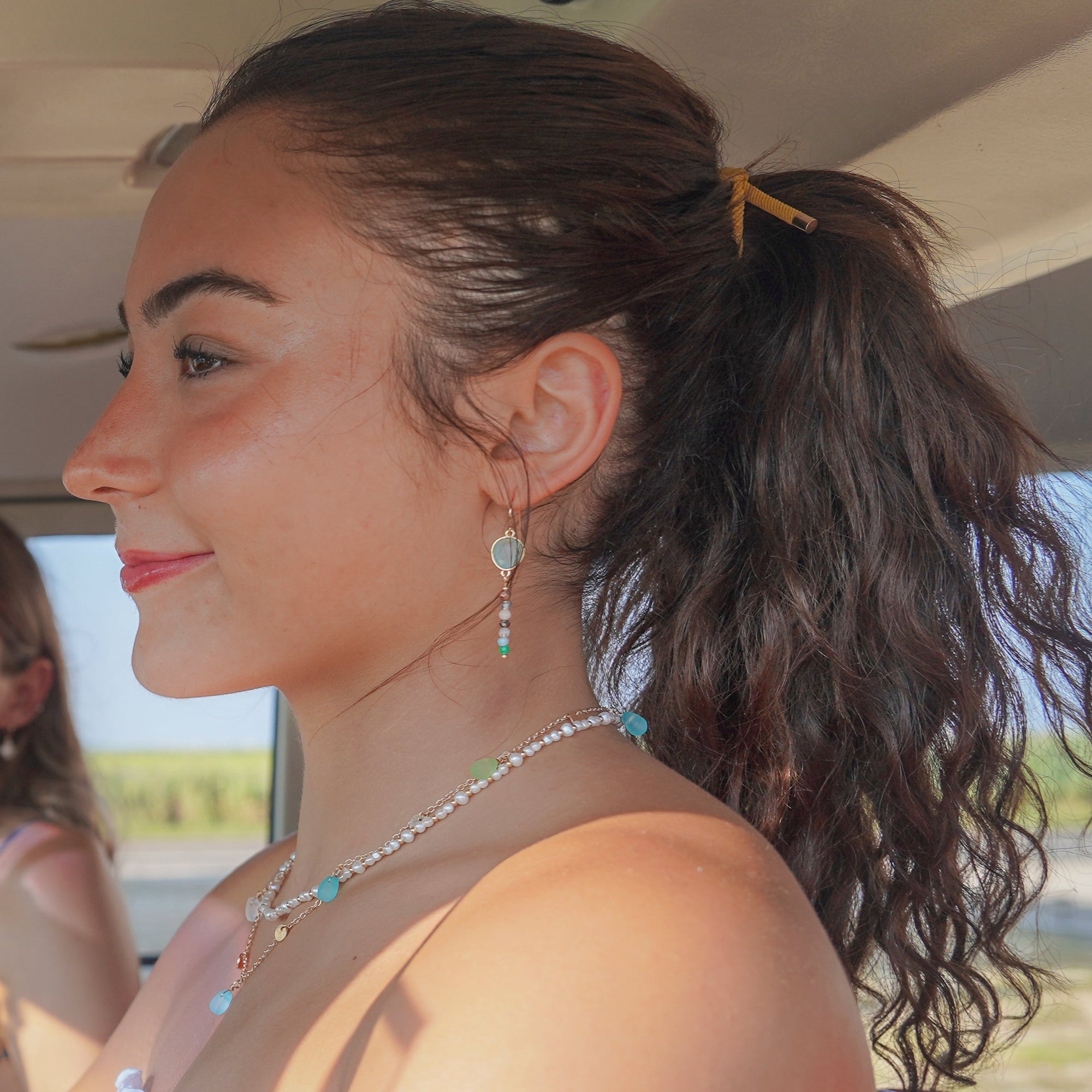 Frosted Glass Teardrop 16" Necklace