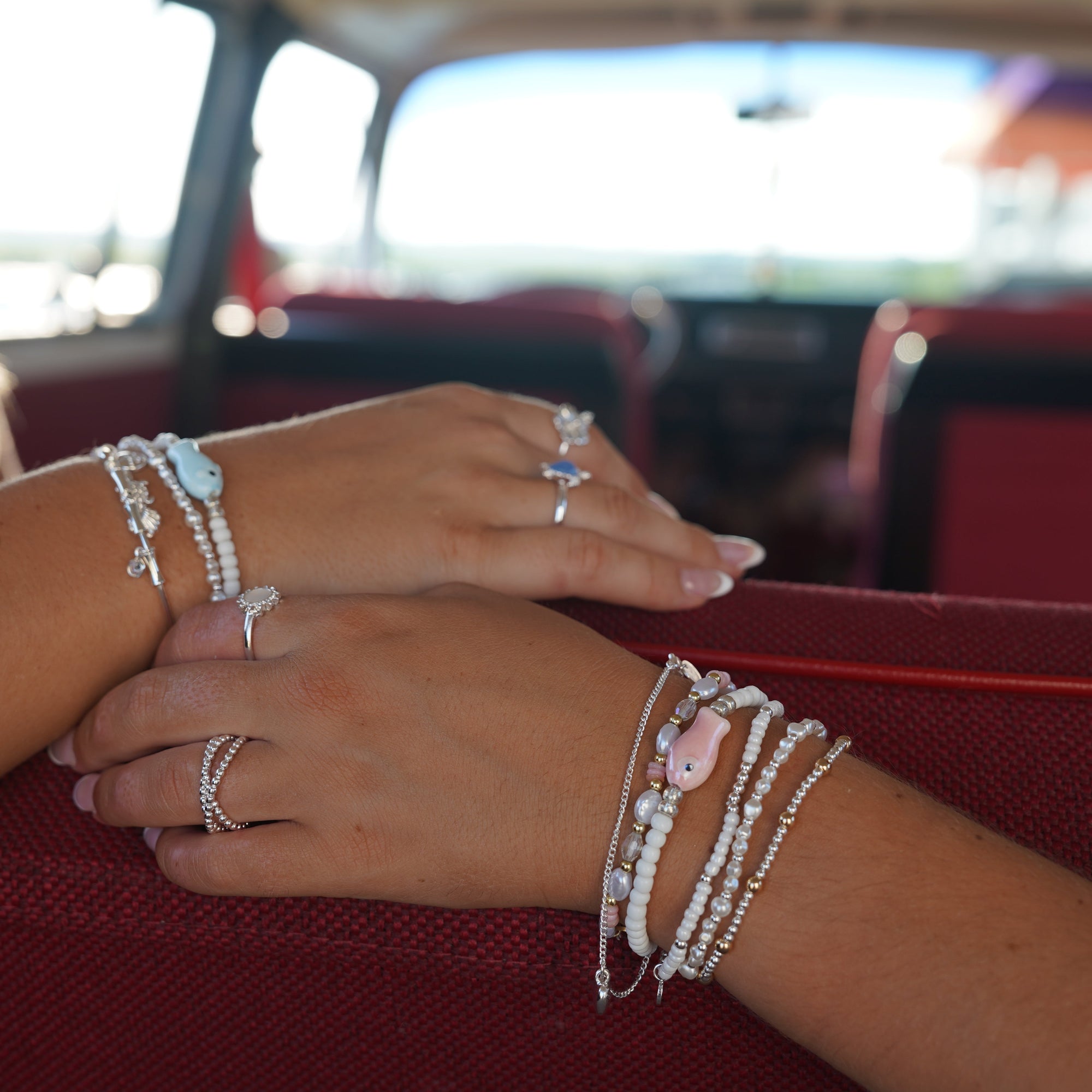 Faux Pearl Metal Bead Bracelet