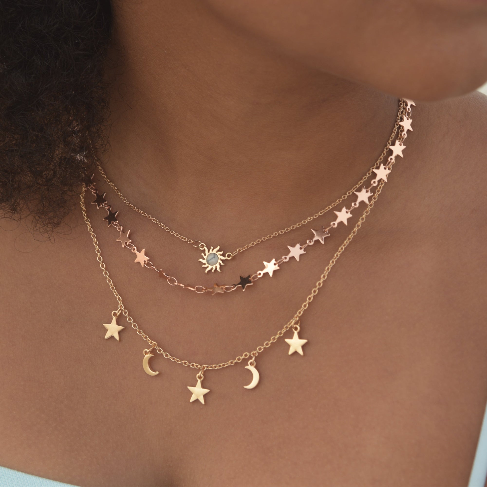 Moon & Star Charm Necklace