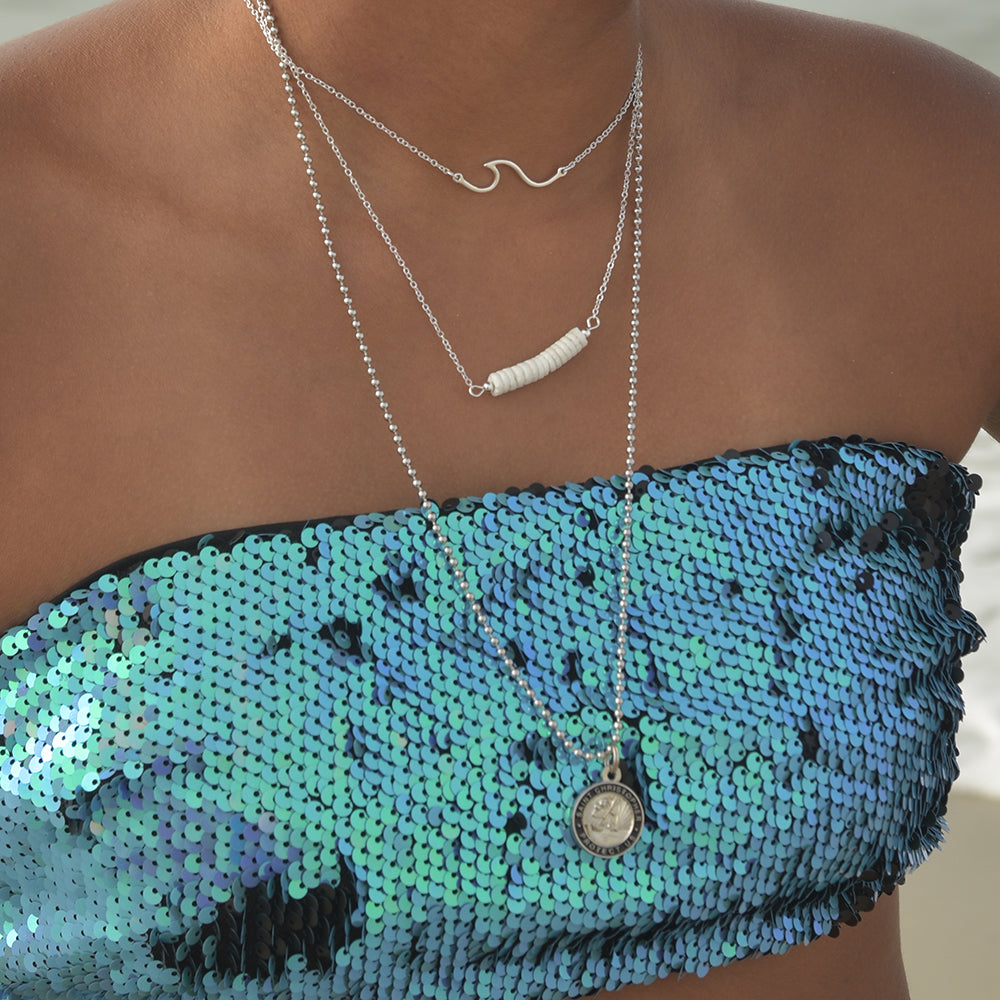 Round Cut Shell Chip 16" Necklace