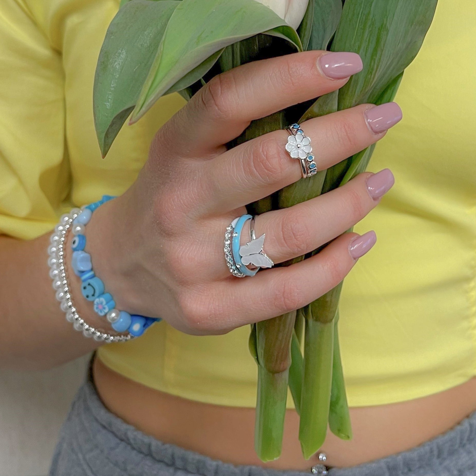 Colorful Acrylic Butterfly Adjustable Ring