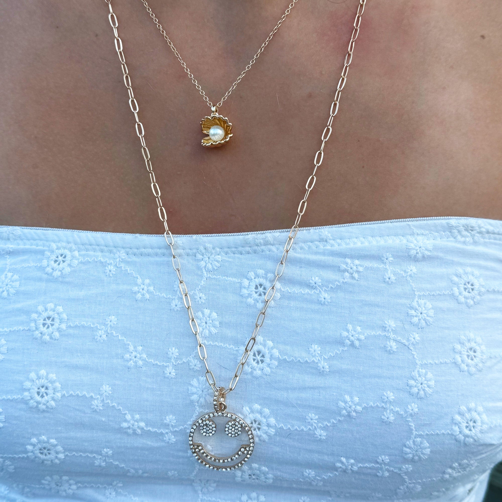 Crystal Happy Face 24" Necklace