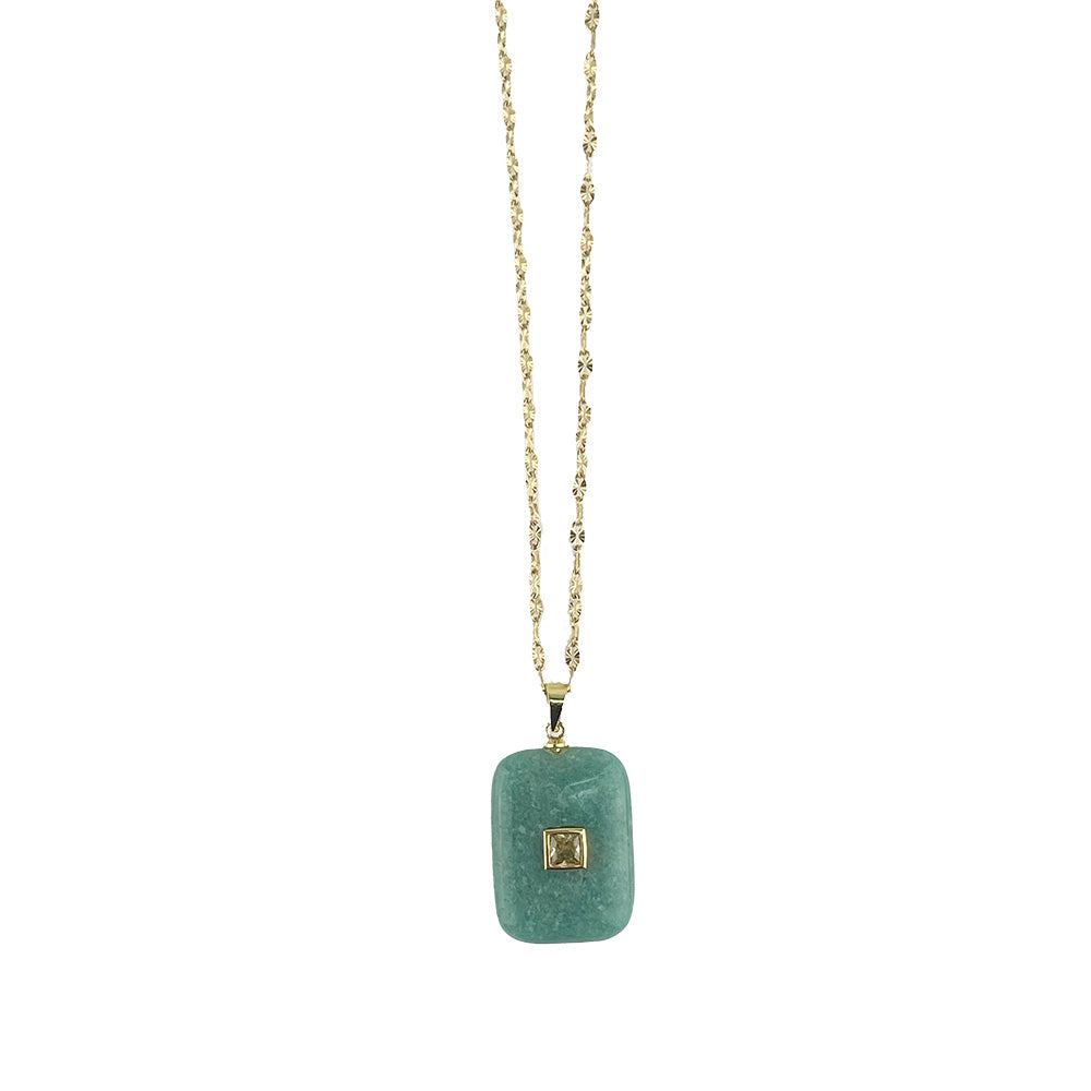 Square Stone Pendant Necklace