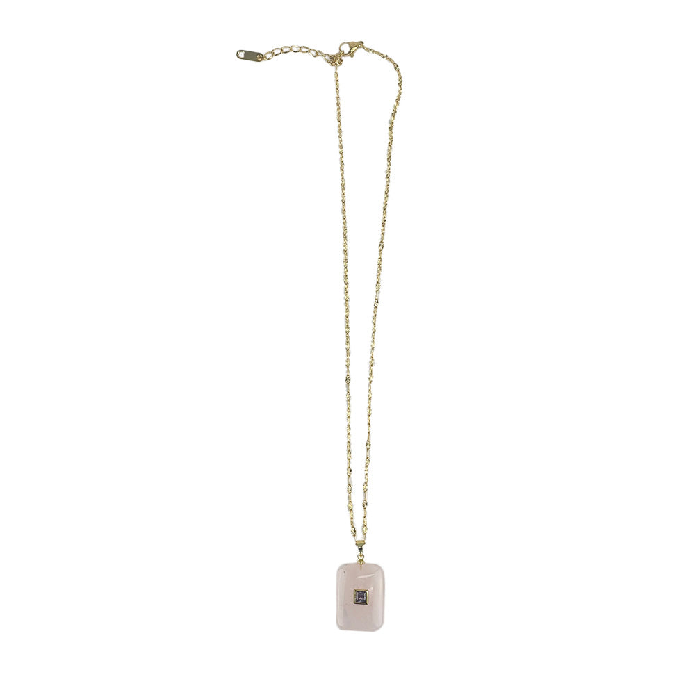 Square Stone Pendant Necklace