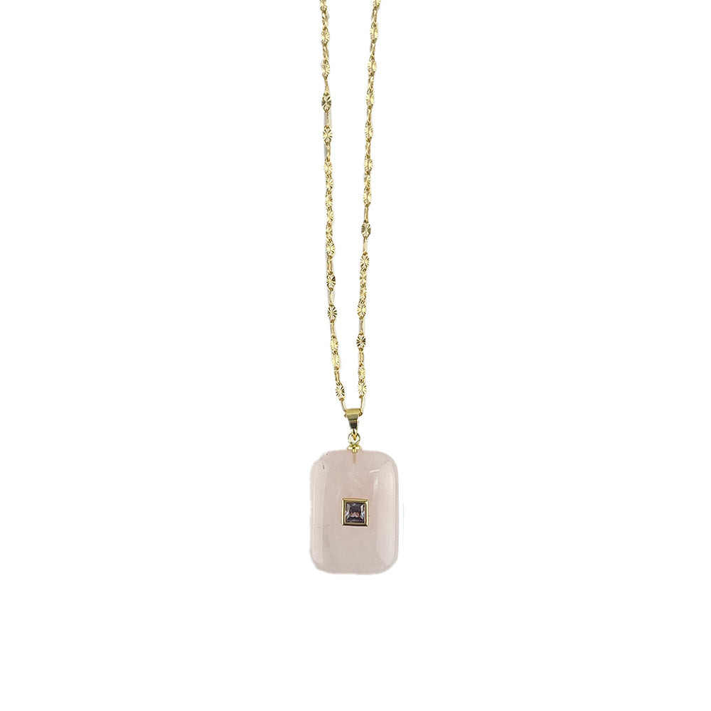 Square Stone Pendant Necklace