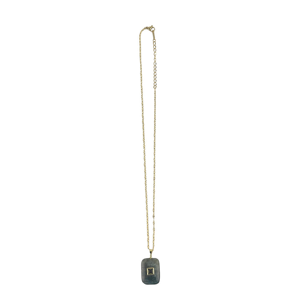 Square Stone Pendant Necklace