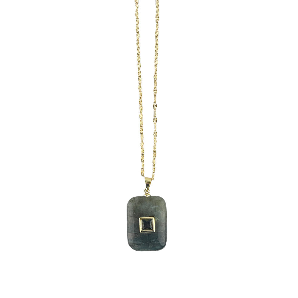 Square Stone Pendant Necklace