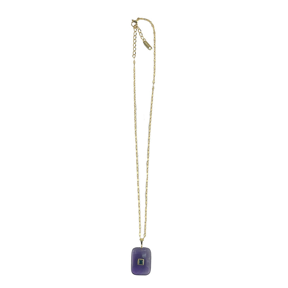 Square Stone Pendant Necklace
