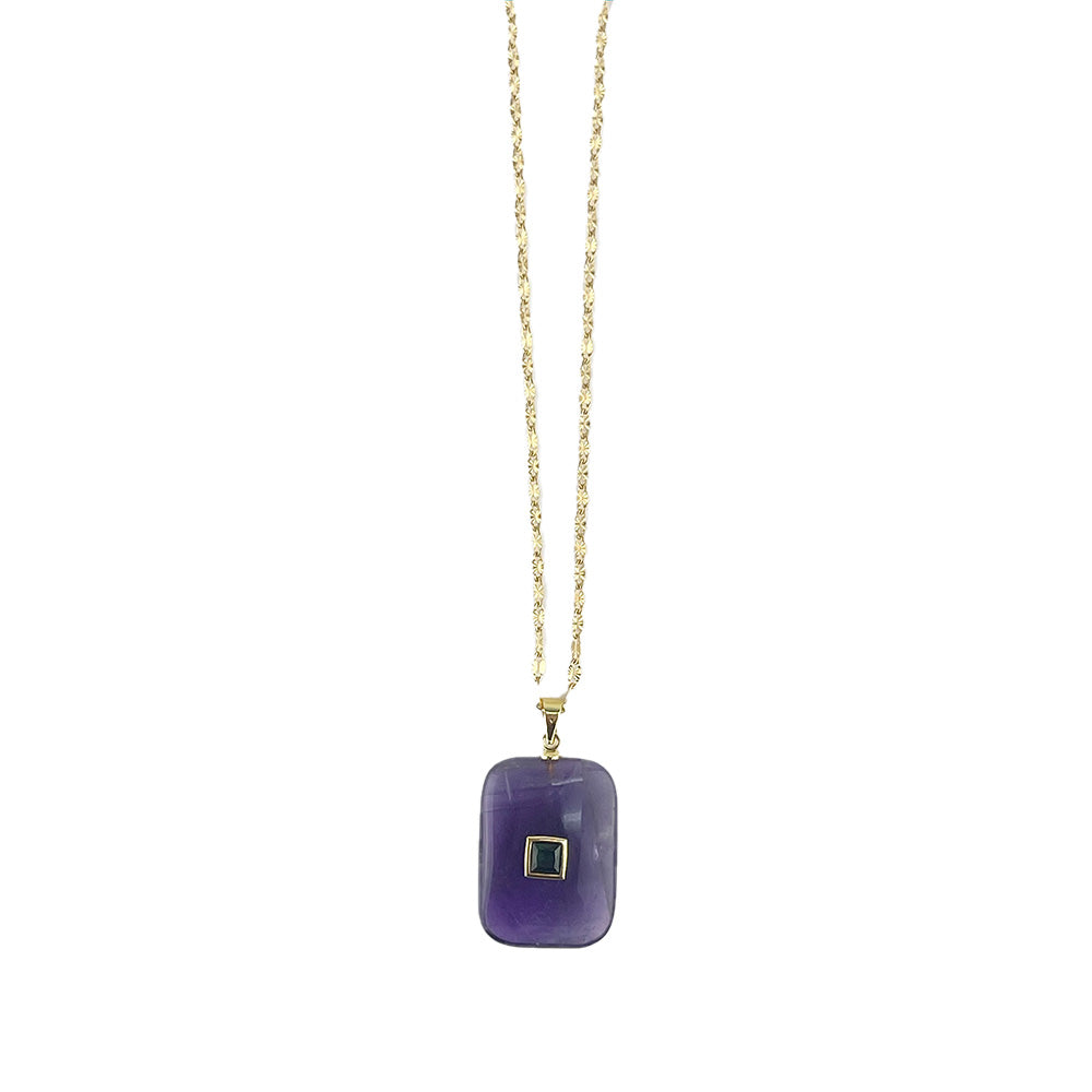 Square Stone Pendant Necklace