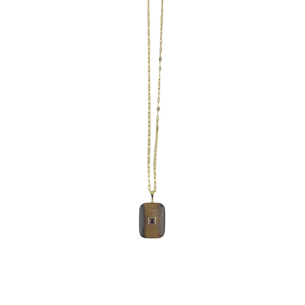 Square Stone Pendant Necklace