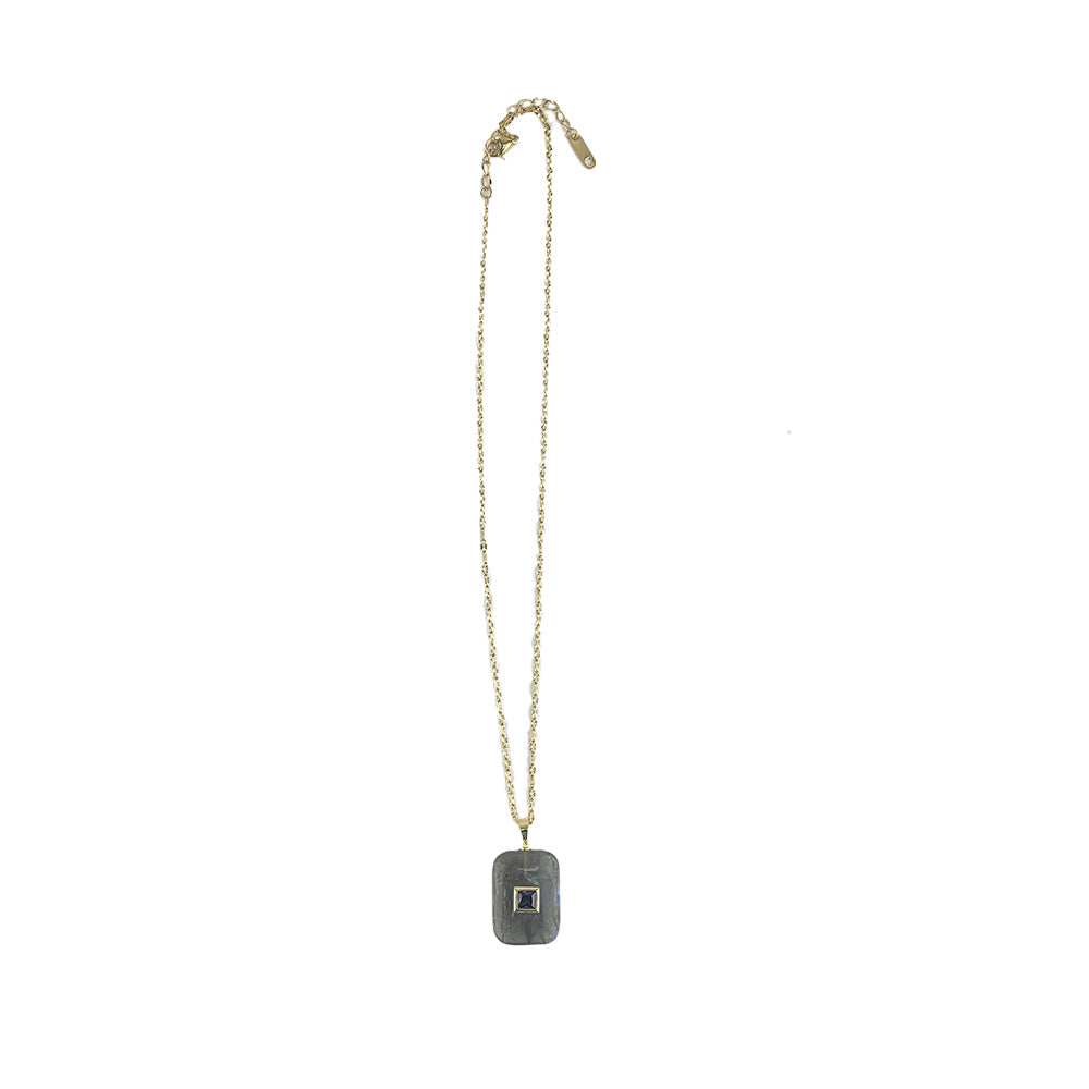 Square Stone Pendant Necklace