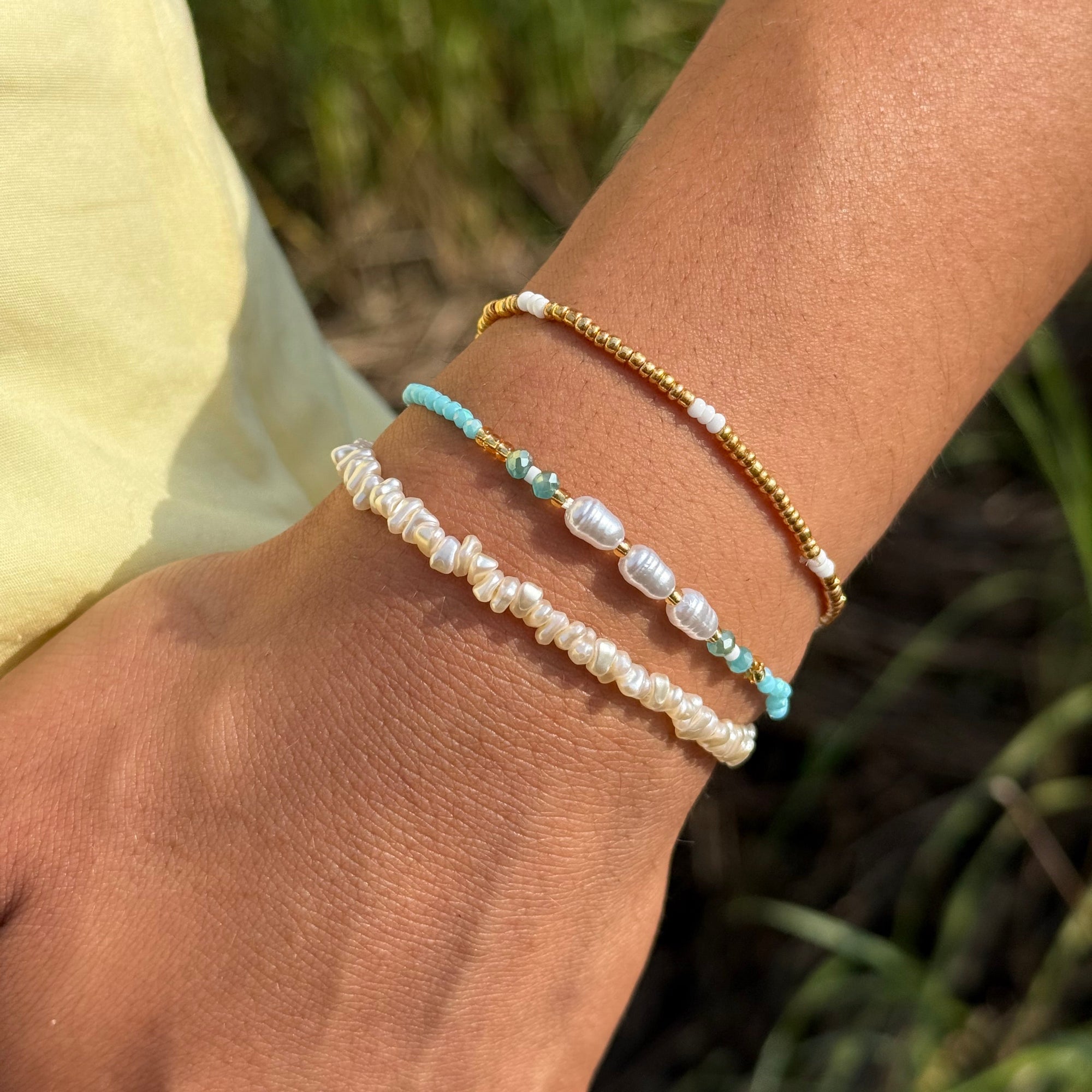 White, Silver, & Gold Metallic Bracelet