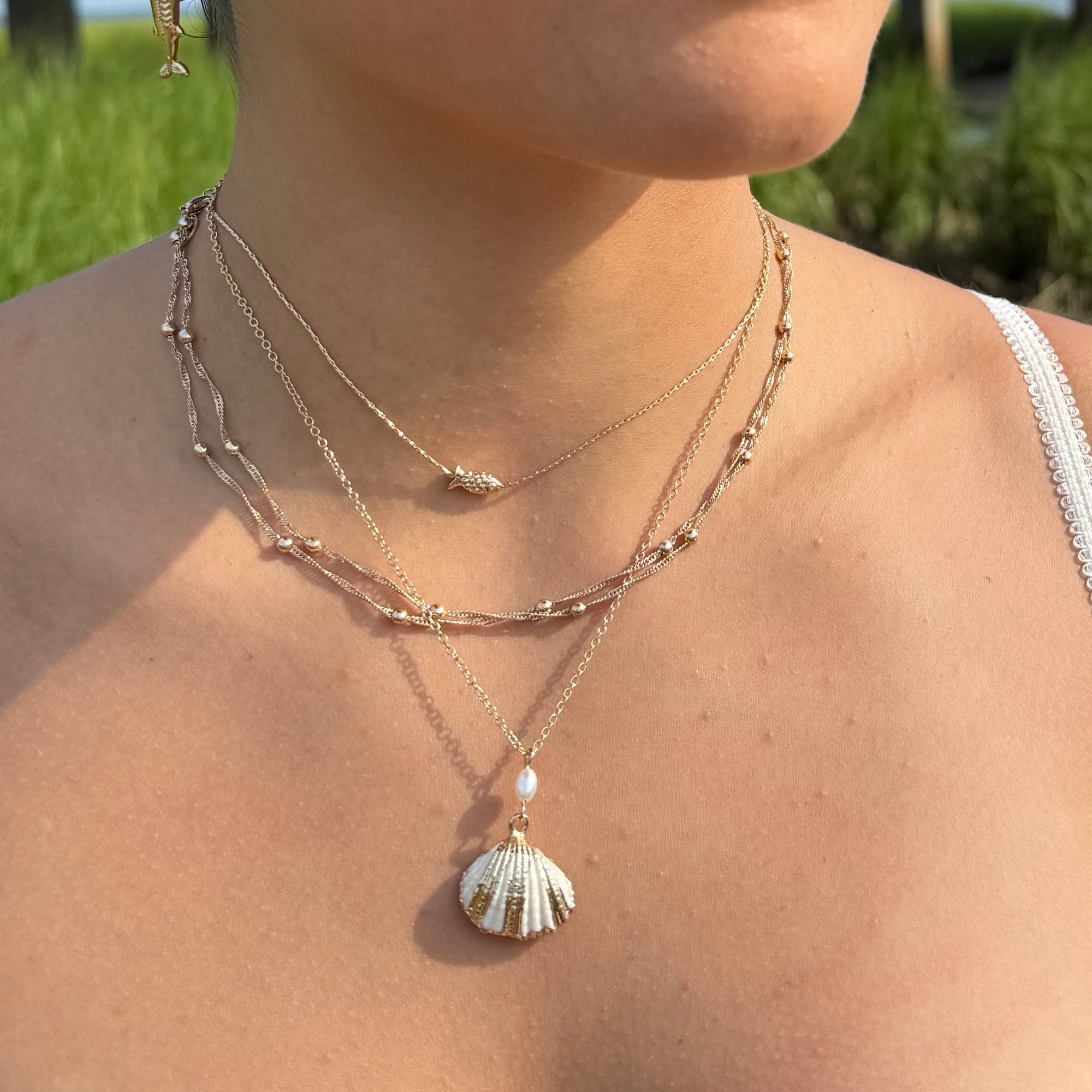 Mini Sardine Bead Chain 15" Necklace