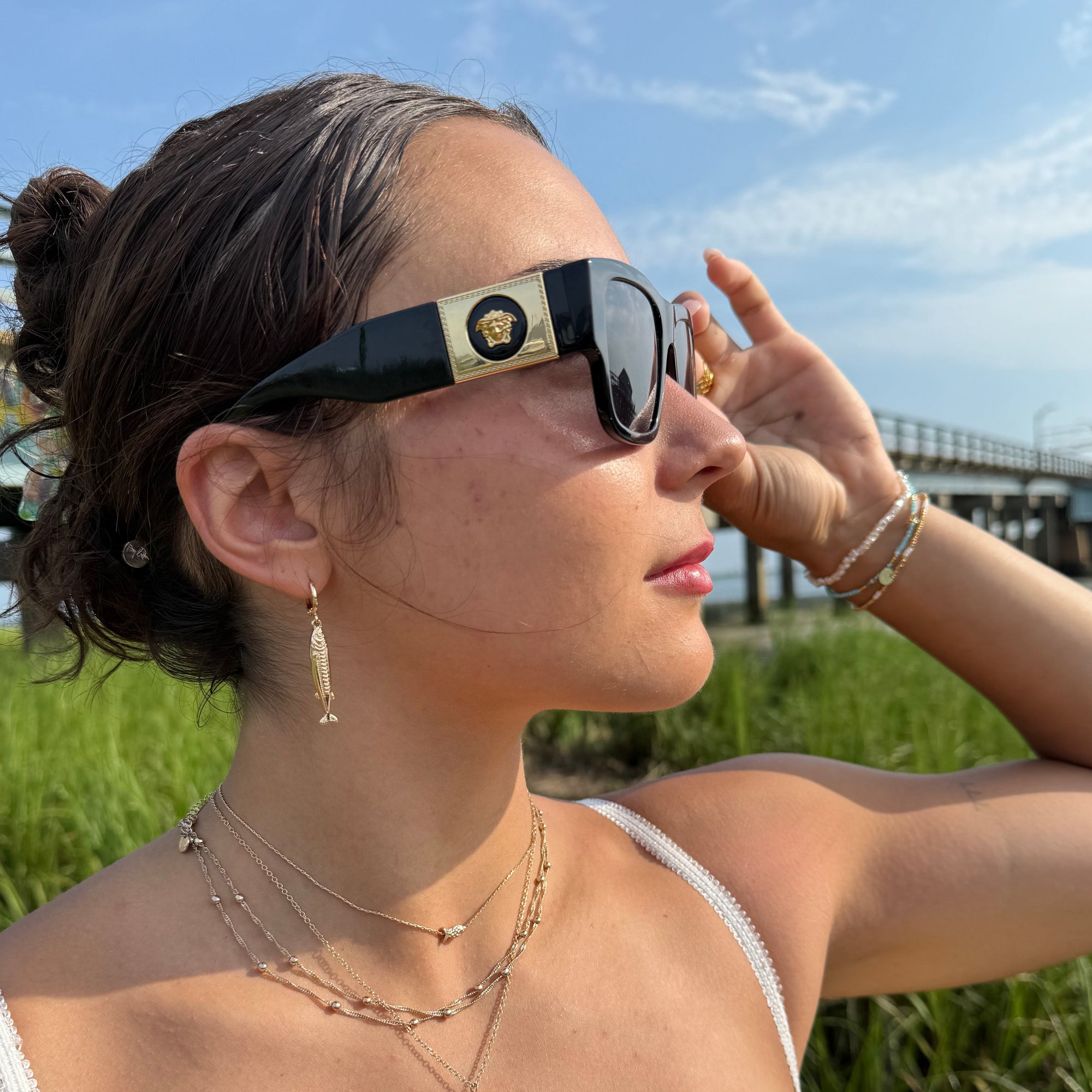 Double-Sided Sardine Huggie Earrings