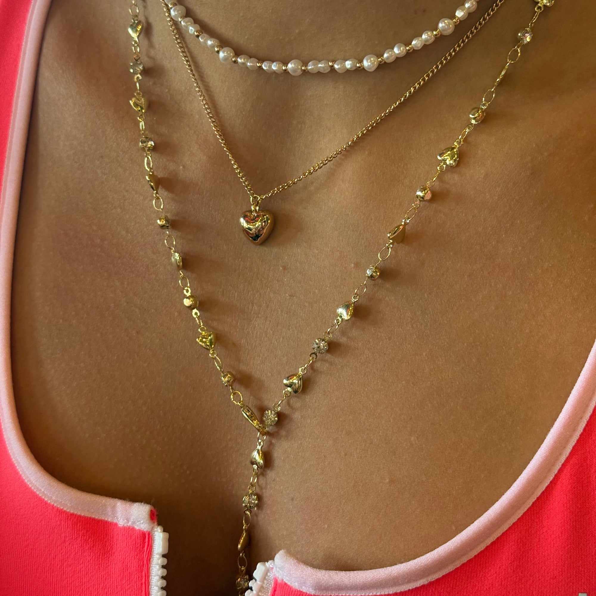 Adjustable Heart & Crystal Y-Lariat Necklace