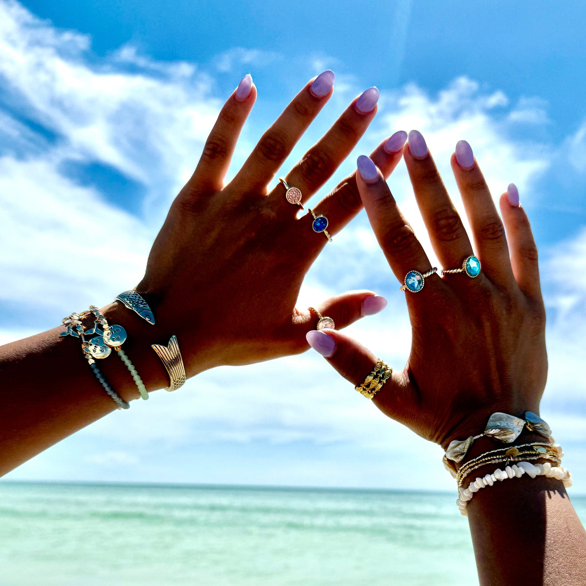&quot;My Charmed Life&quot; Whale Tail Charm Crystal Bracelet