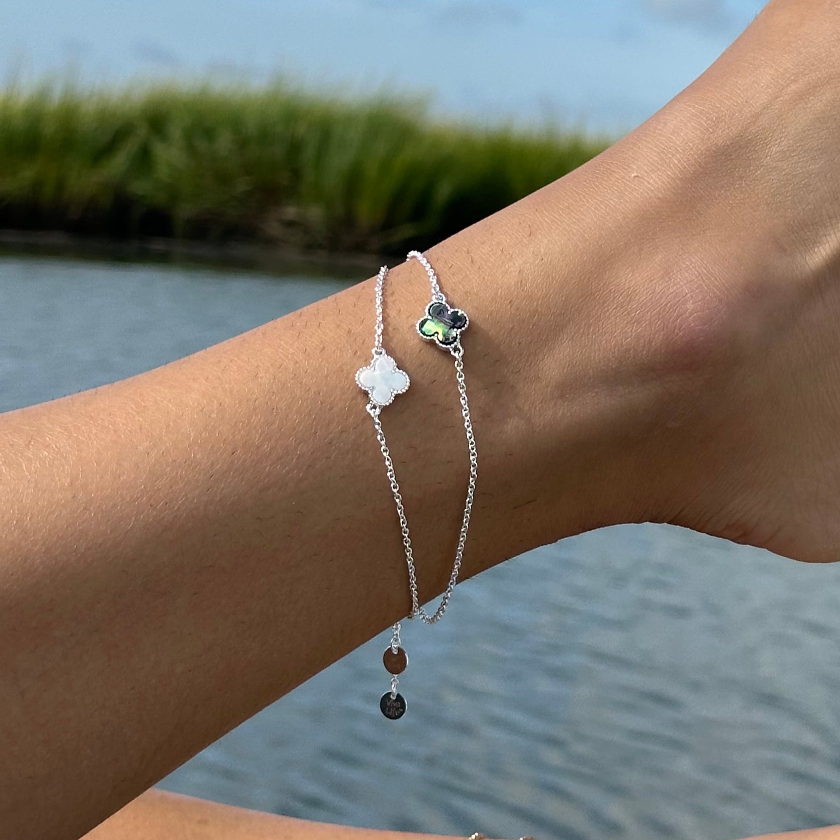 Mother of Pearl Clover Anklet