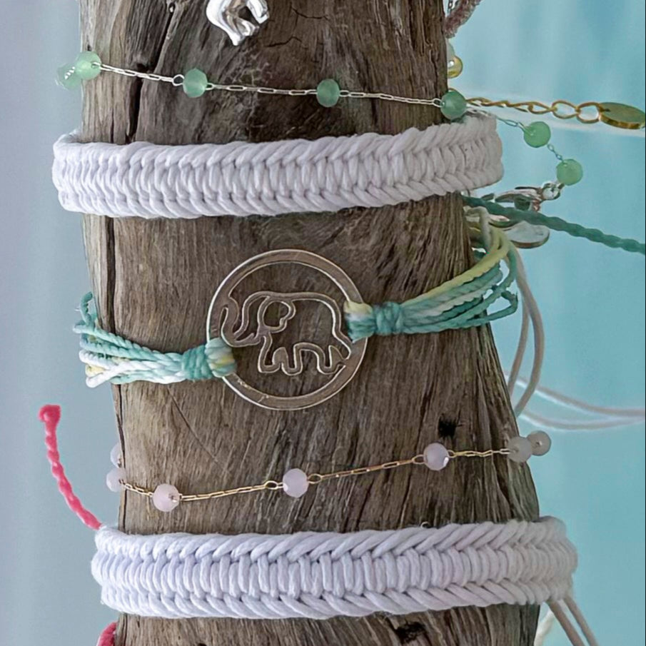 Wax Cord Elephant Circle Charm Bracelet