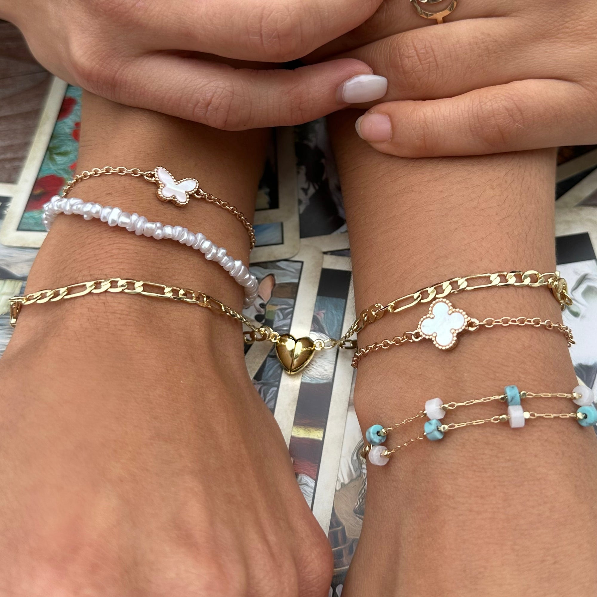 Magnetic Metal Heart Bracelet Set