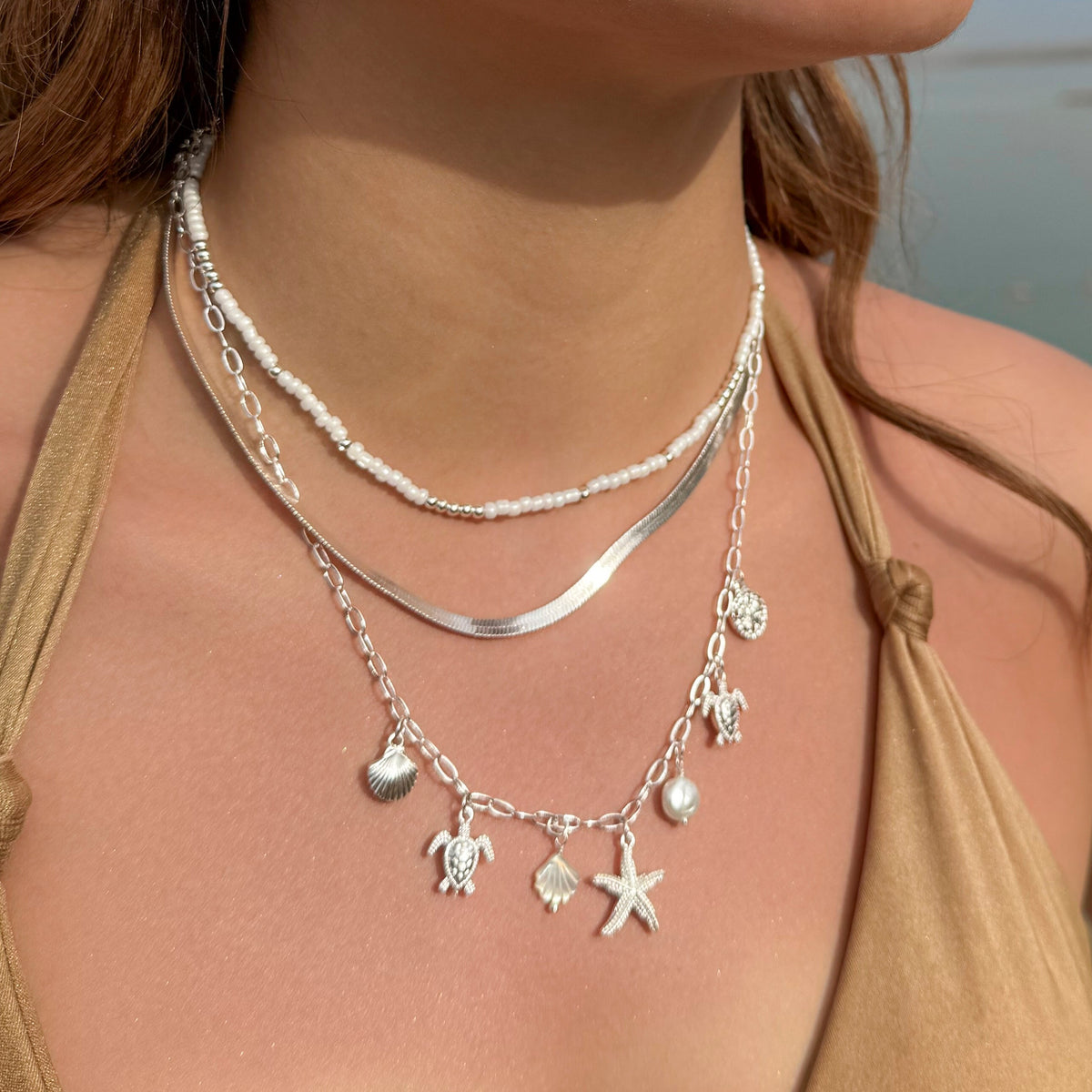 Herringbone Metal Chain 15&quot; Necklace
