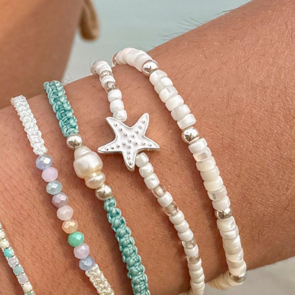 Enamel Starfish Seed Bead Bracelet