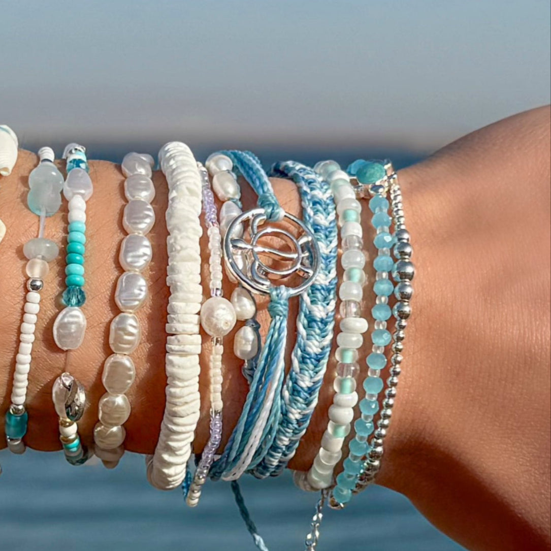 "Give Back" Wax Cord Turtle Circle Charm Bracelet