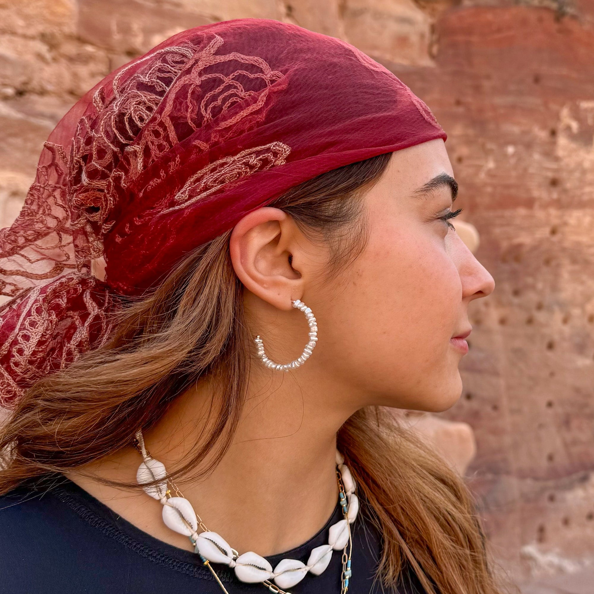 Open-Back Pearl Hoop Earrings