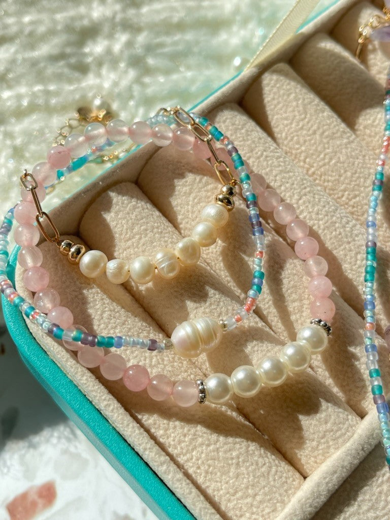 Natural Stone & Pearl Bracelet
