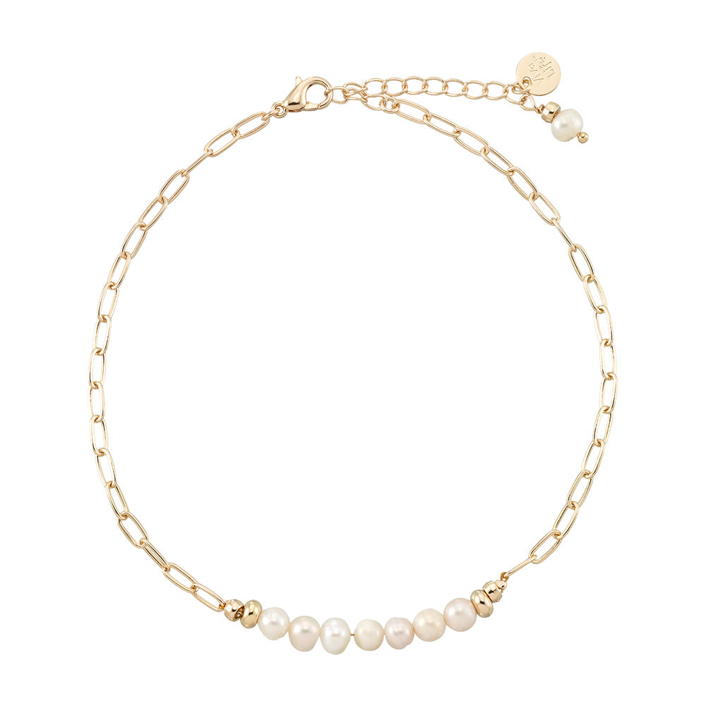 Fresh Water Pearl Paperclip Chain Anklet