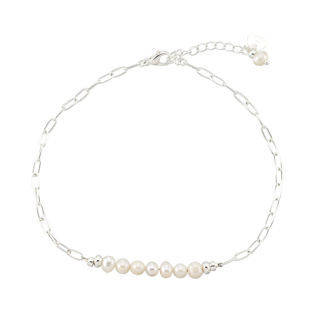Fresh Water Pearl Paperclip Chain Anklet