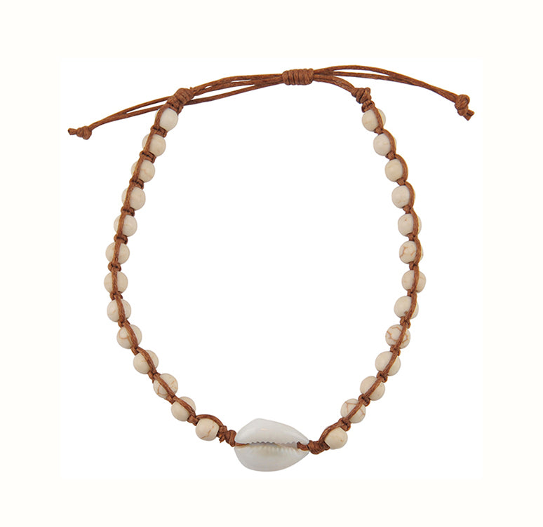 Cowrie Handmade Howlite Anklet