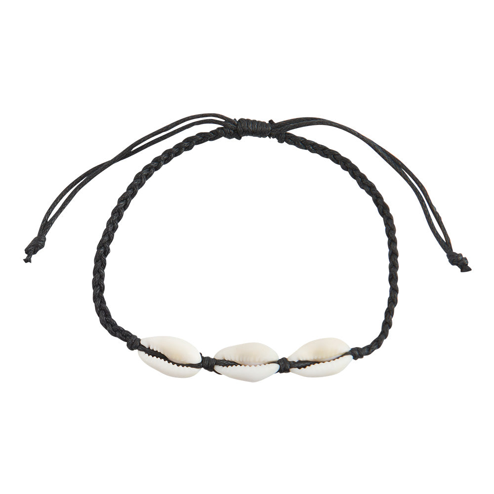 Braided Linen Triple Cowry Anklet
