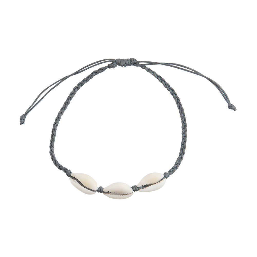 Braided Linen Triple Cowry Bracelet