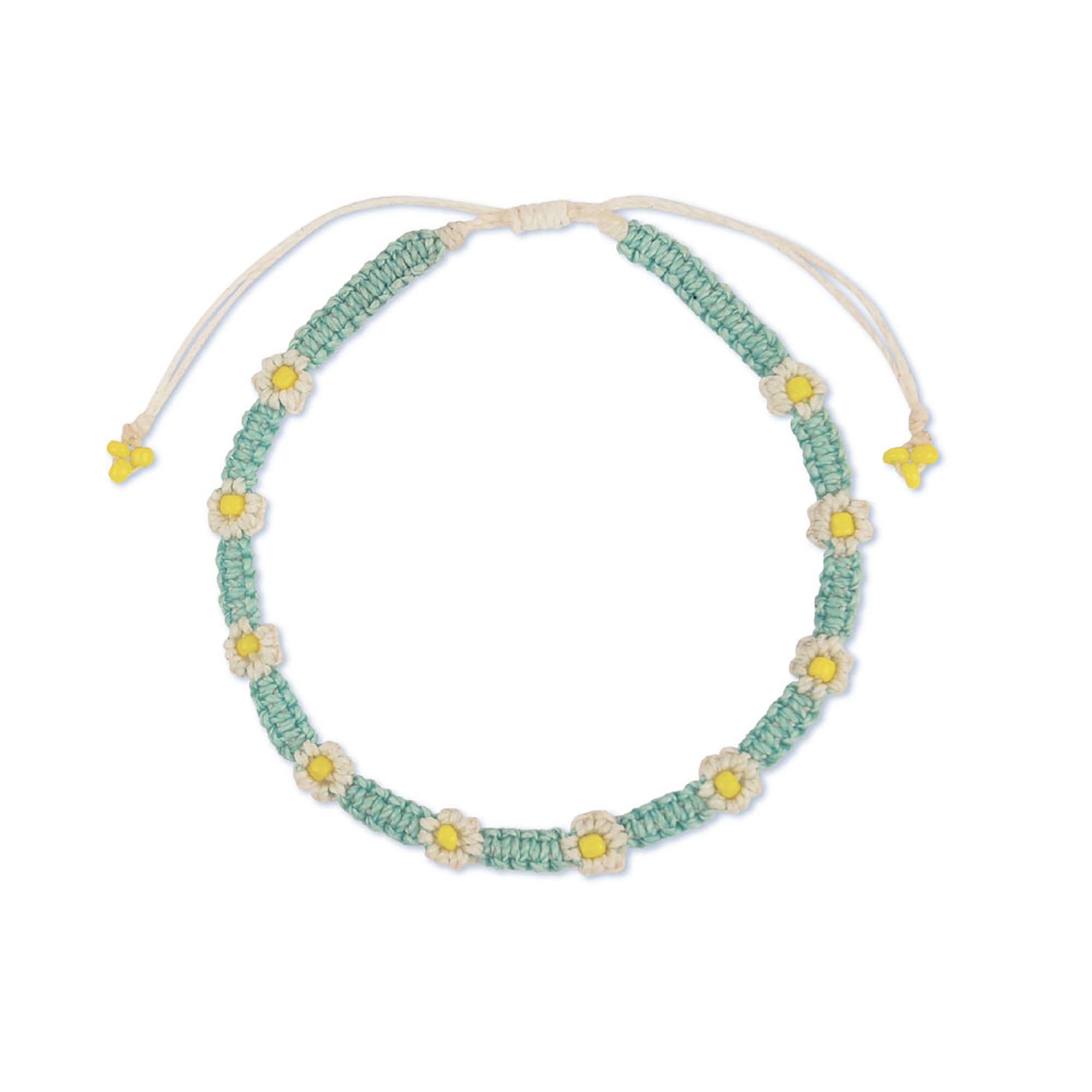 Macrame Daisy Wax Cord Anklet - Viva life Jewellery
