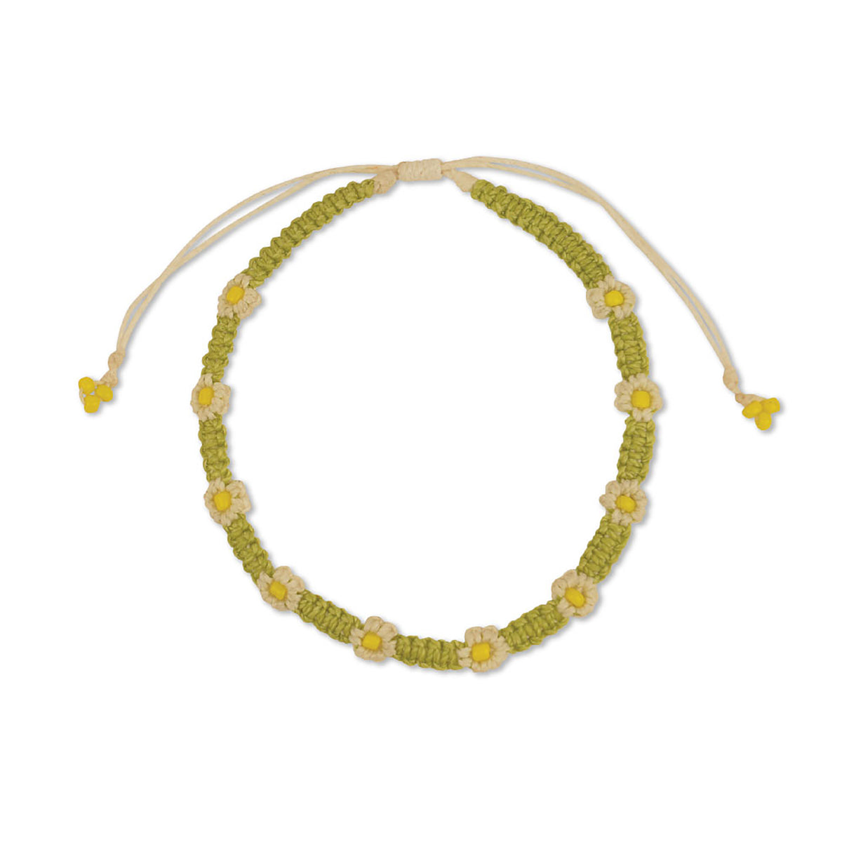 Macrame Daisy Wax Cord Anklet - Viva life Jewellery