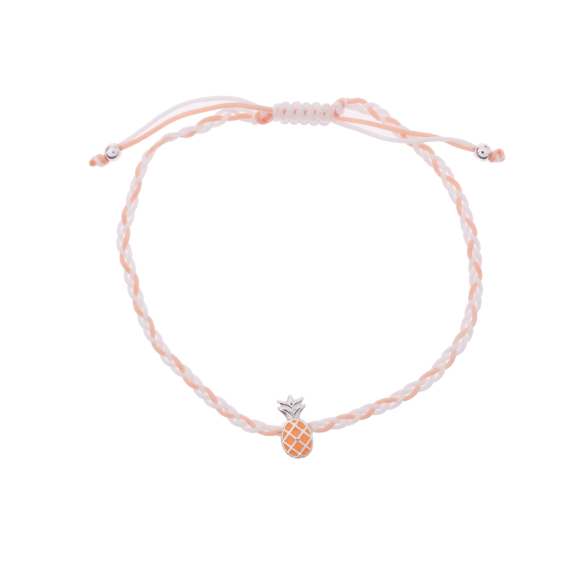 Colorful Enamel Pineapple on Braided Nylon Anklet